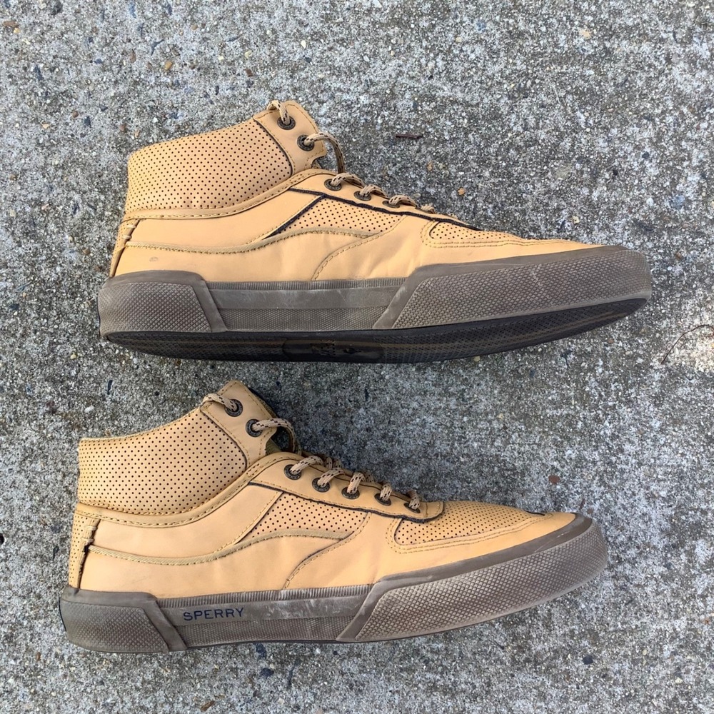 Speedy Top-Sider Rare Soletide 2-Eye Mid Mens Wheat Sneakers STS24693 Size 10.5